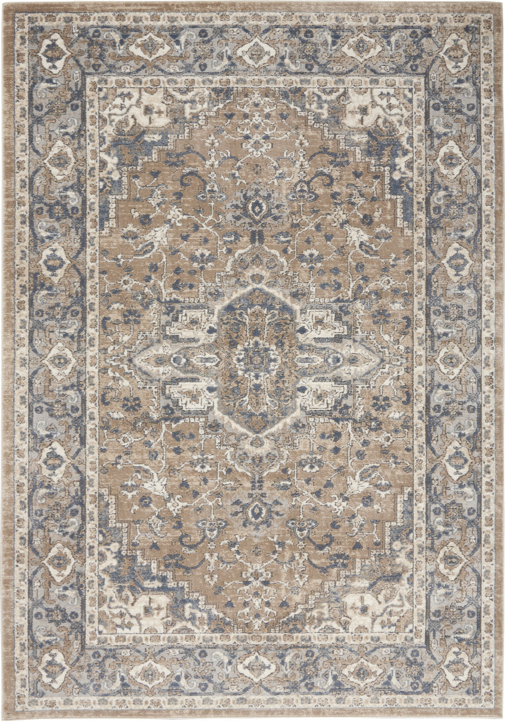 6' X 9' Ivory Floral Power Loom Area Rug