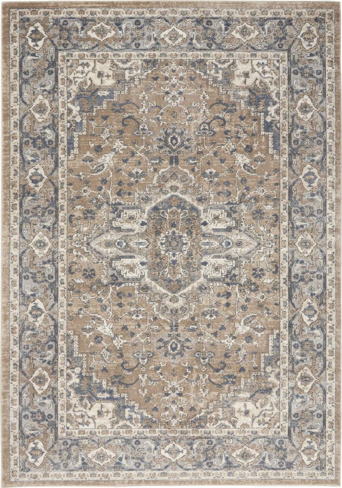 6' X 9' Ivory Floral Power Loom Area Rug