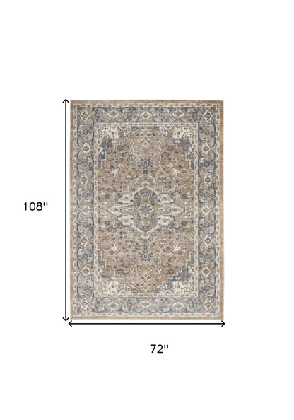 6' X 9' Ivory Floral Power Loom Area Rug