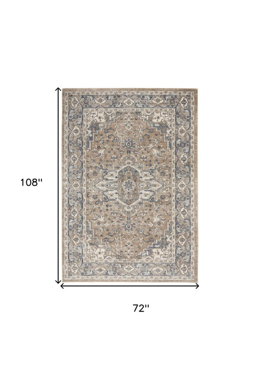 6' X 9' Ivory Floral Power Loom Area Rug