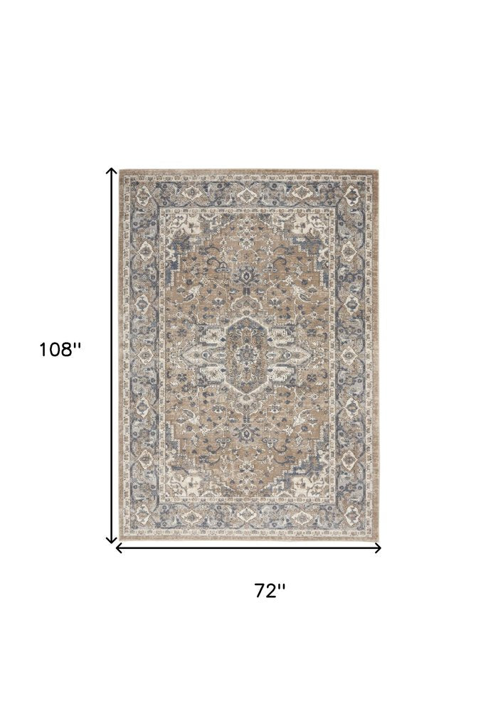 6' X 9' Ivory Floral Power Loom Area Rug
