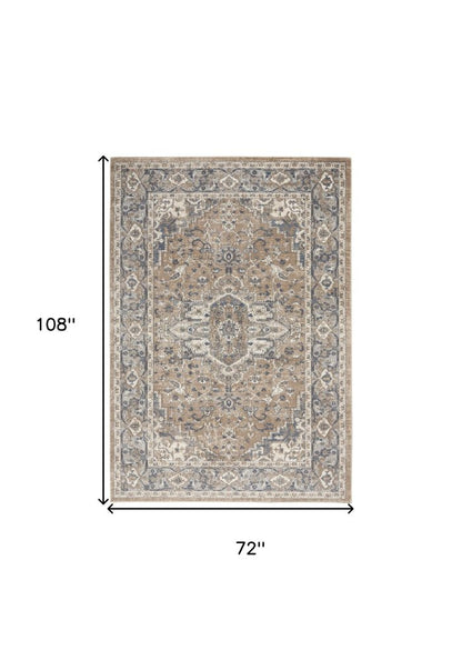 6' X 9' Ivory Floral Power Loom Area Rug