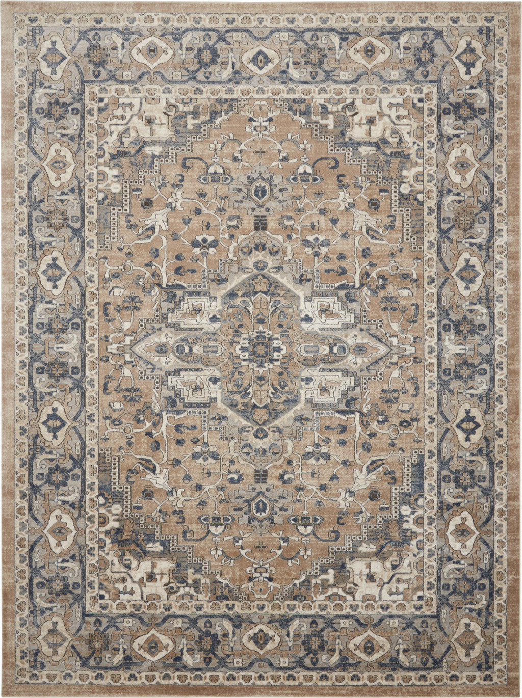 10' X 14' Ivory Floral Power Loom Area Rug