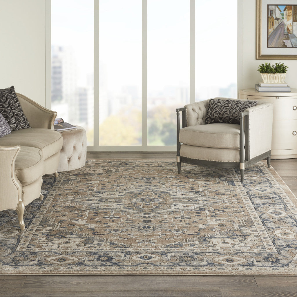 10' X 14' Ivory Floral Power Loom Area Rug