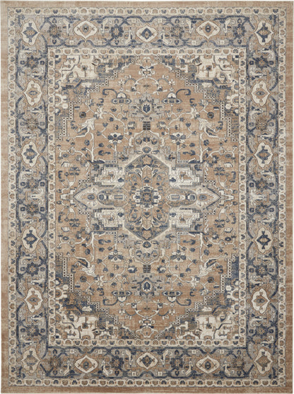 7' X 10' Ivory Floral Power Loom Area Rug