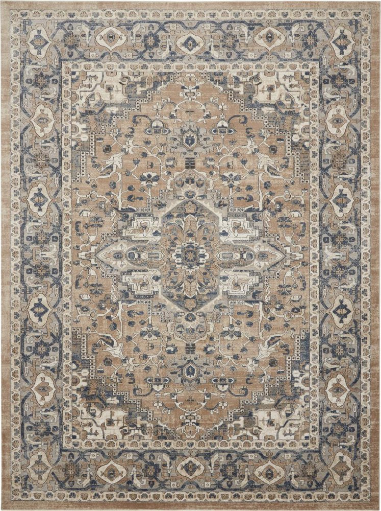 7' X 10' Ivory Floral Power Loom Area Rug