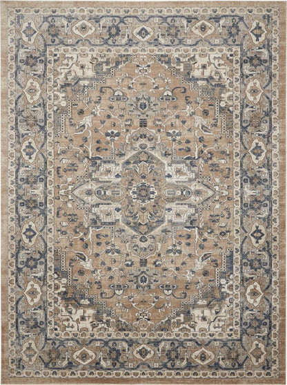7' X 10' Ivory Floral Power Loom Area Rug