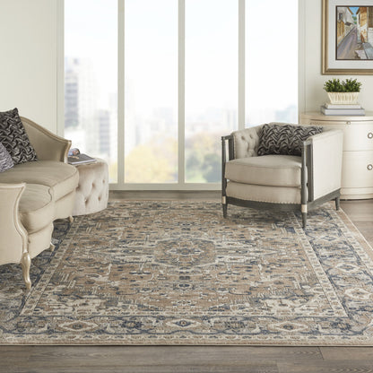 7' X 10' Ivory Floral Power Loom Area Rug