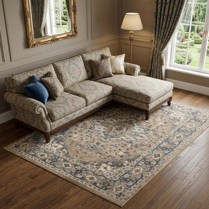 9' X 12' Ivory Floral Power Loom Area Rug