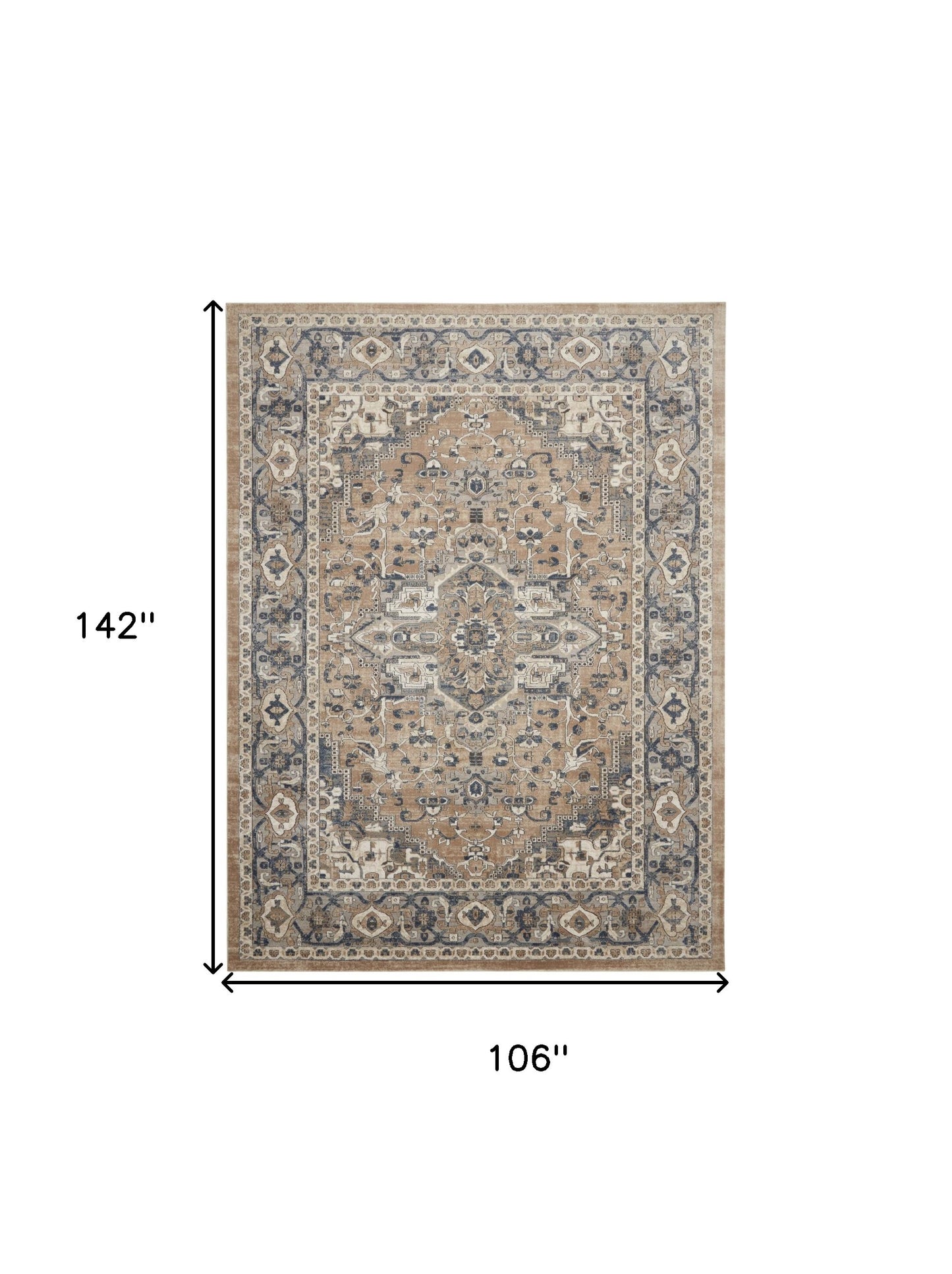 9' X 12' Ivory Floral Power Loom Area Rug