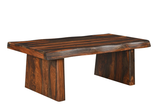 51" Dark Brown Solid Wood Coffee Table