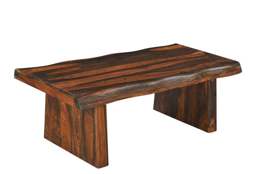 51" Dark Brown Solid Wood Sled Coffee Table