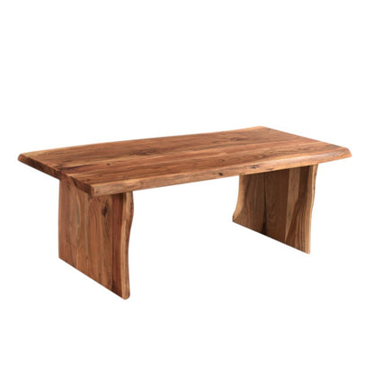 51" Brown Solid Wood Sled Coffee Table