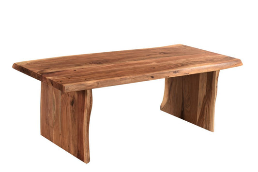 51" Brown Solid Wood Sled Coffee Table