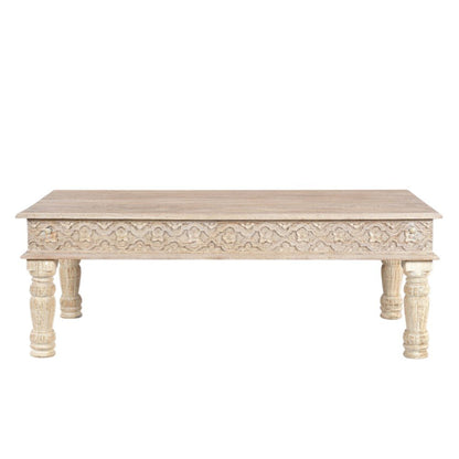 51" White Solid Wood Distressed Coffee Table