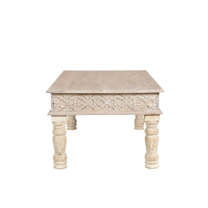 51" White Solid Wood Distressed Coffee Table