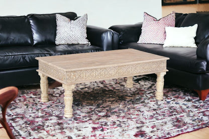 51" White Solid Wood Distressed Coffee Table