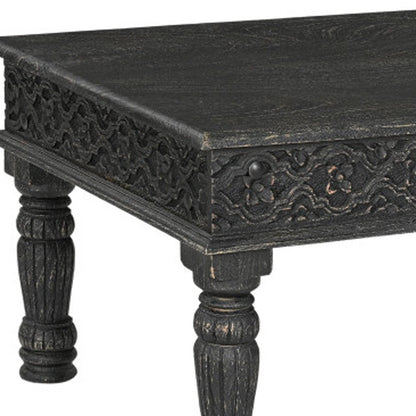 51" Black Solid Wood Distressed Coffee Table