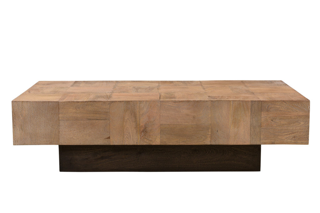 59" Brown And Black Solid Wood Coffee Table