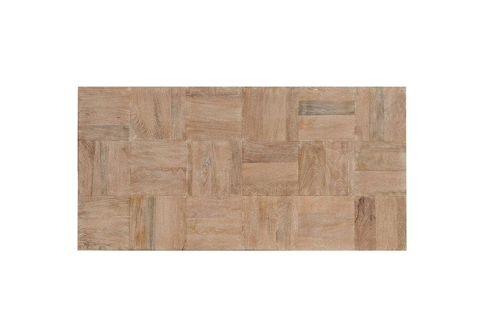 59" Natural and Black Solid Wood Block Coffee Table