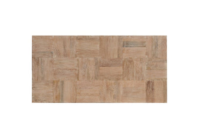 59" Natural and Black Solid Wood Block Coffee Table