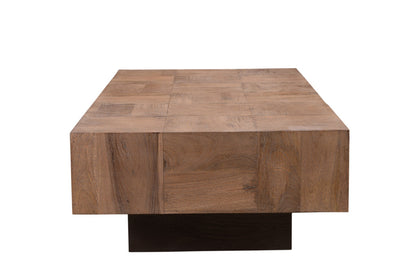 59" Brown And Black Solid Wood Coffee Table