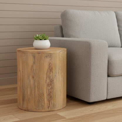 18" Natural Solid Wood Round End Table