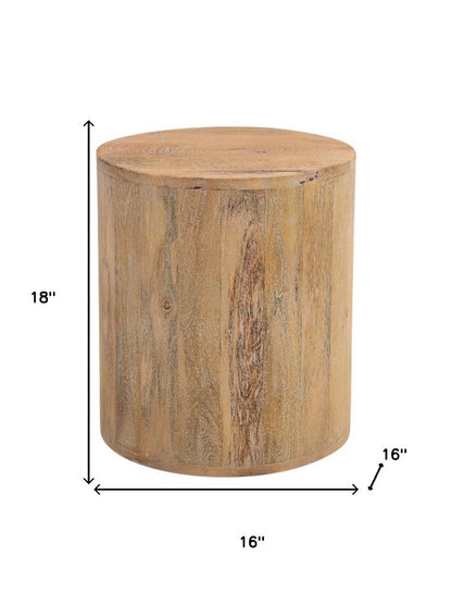 18" Natural Solid Wood Round End Table