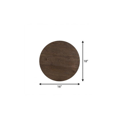 18" Dark Brown Solid Wood Round End Table