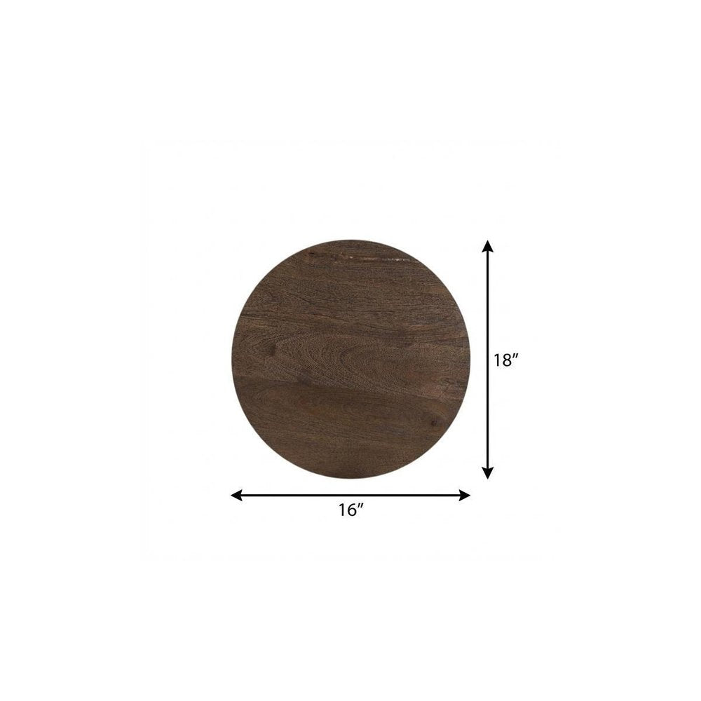 18" Dark Brown Solid Wood Round End Table