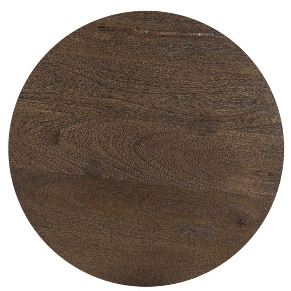 18" Dark Brown Solid Wood Round End Table