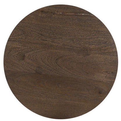18" Dark Brown Solid Wood Round End Table