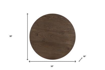 18" Dark Brown Solid Wood Round End Table