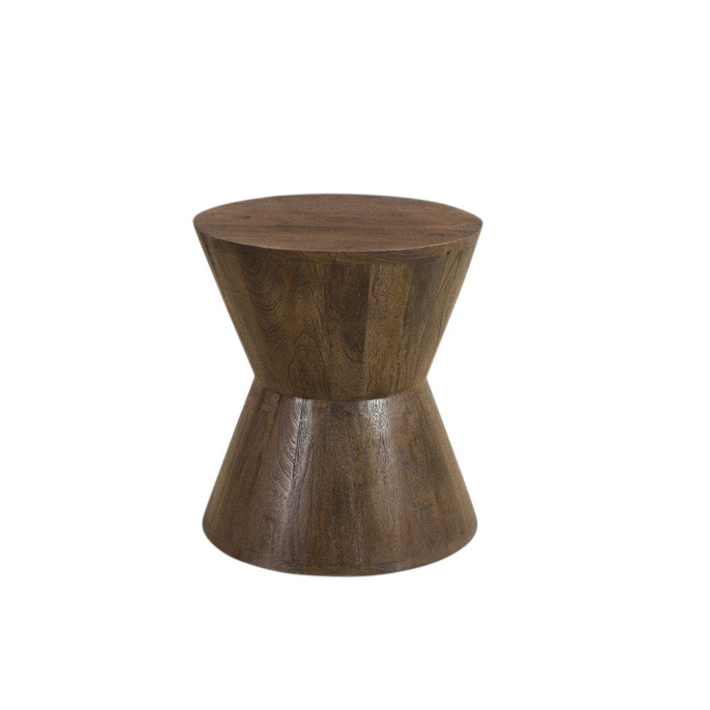 18" Dark Brown Solid Wood Round End Table