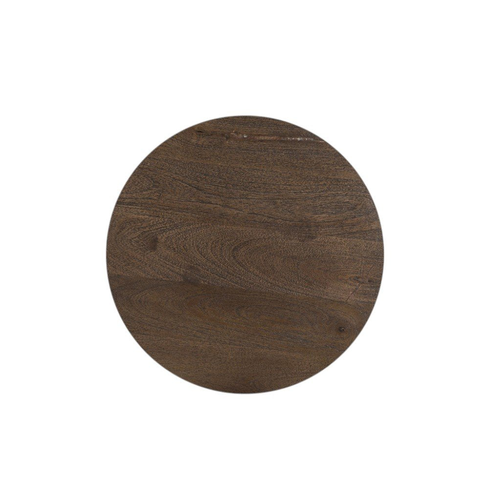 18" Dark Brown Solid Wood Round End Table