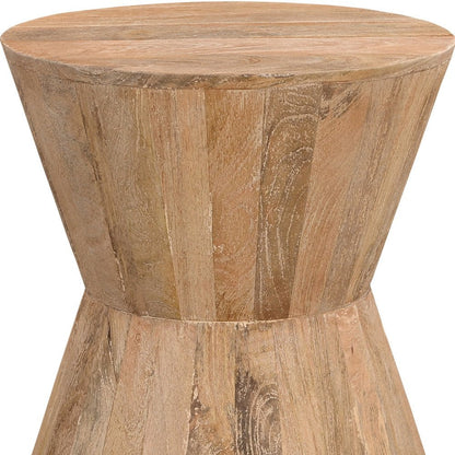 18" Wood Brown And Brown Wood Solid Wood Round End Table