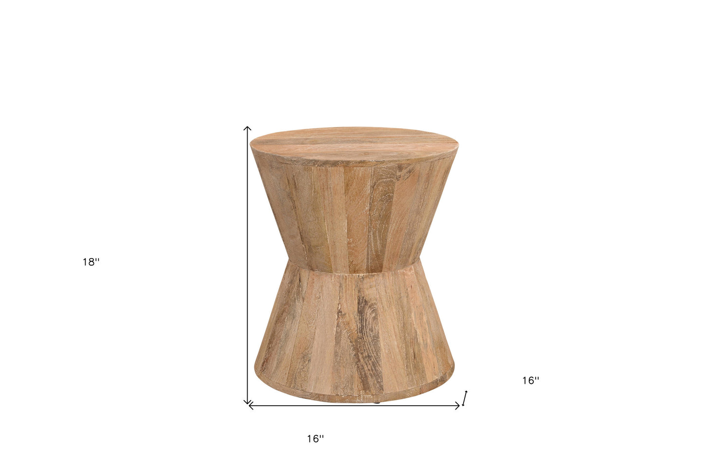 18" Wood Brown And Brown Wood Solid Wood Round End Table