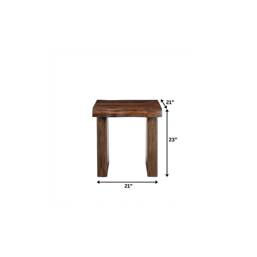 23" Dark Brown And Brown Wood Solid Wood Square End Table
