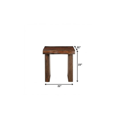 23" Dark Brown And Brown Wood Solid Wood Square End Table