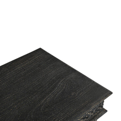 24" Black Distressed Solid Wood Square End Table