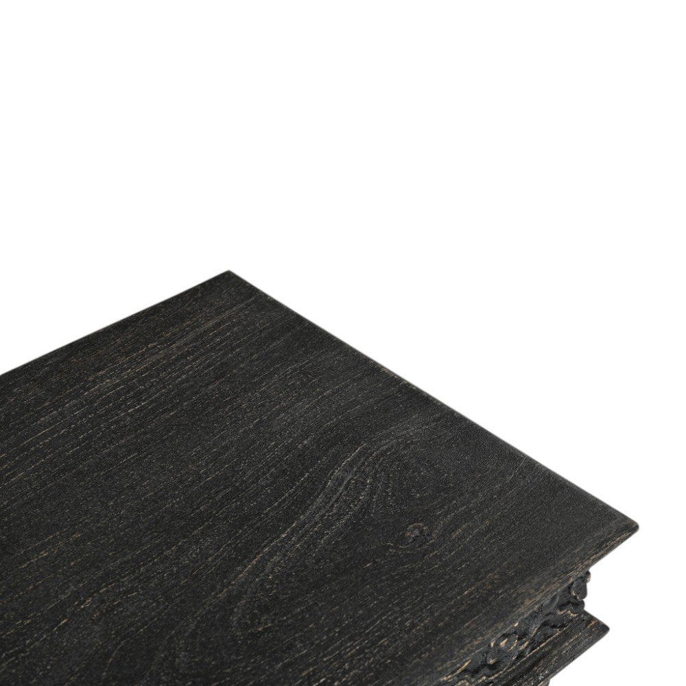 24" Black Distressed Solid Wood End Table