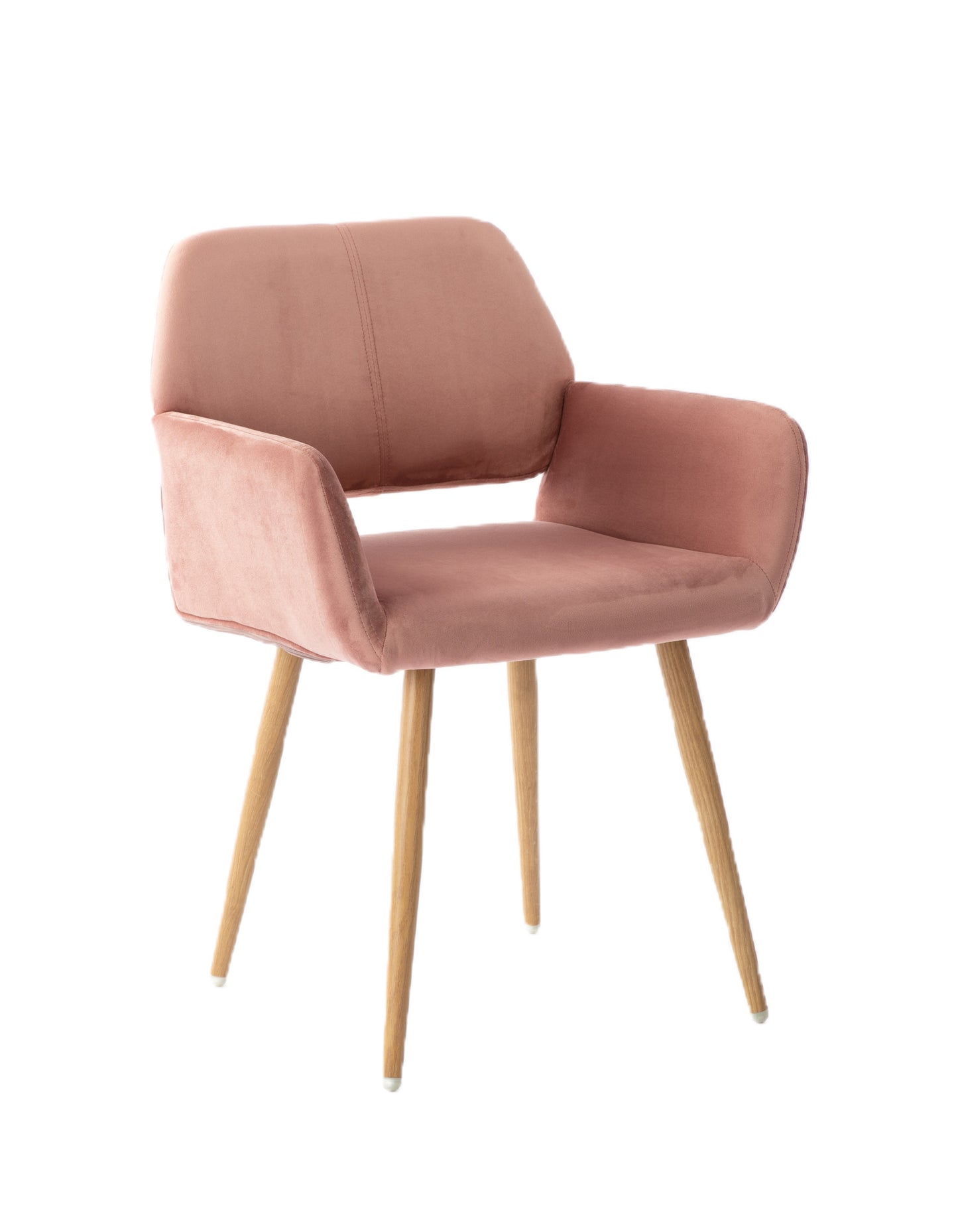 Pink Upholstered Velvet Open Back Dining Chair