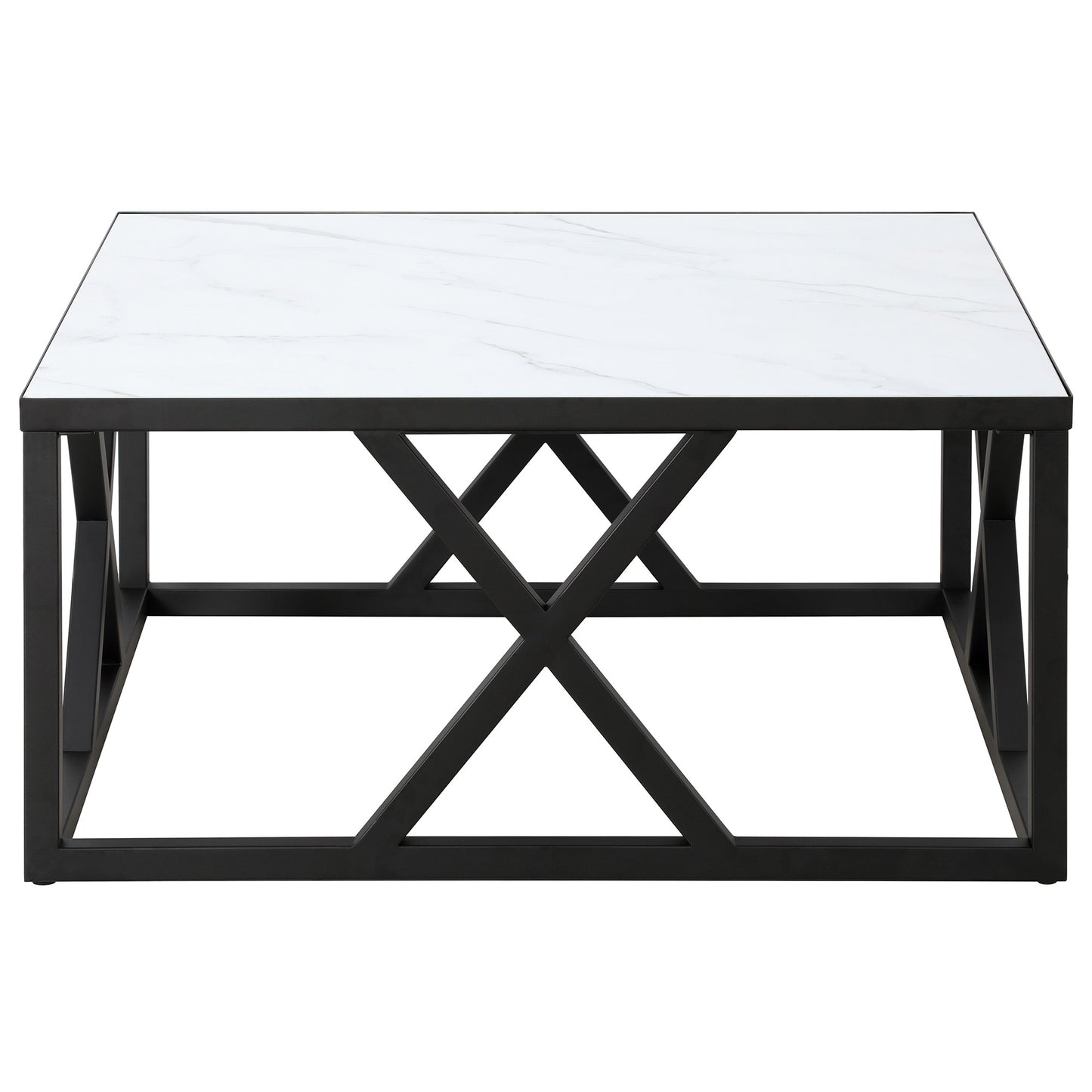 35" White And Black Steel Square Coffee Table