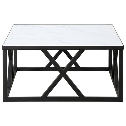 35" White And Black Steel Square Coffee Table
