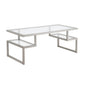 45" Silver Glass And Steel Coffee Table With Two Shelves