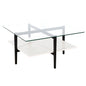 32" White And Black Glass And Steel Square Coffee Table With Shelf