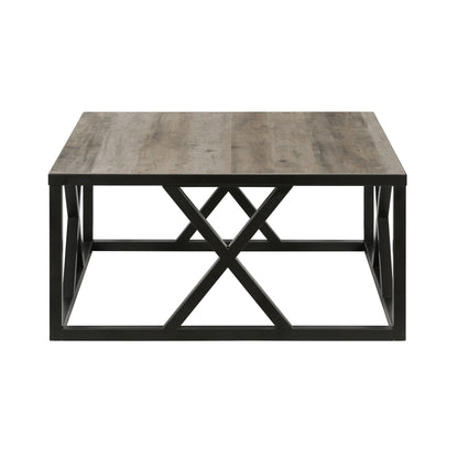 35" Black Steel Square Coffee Table