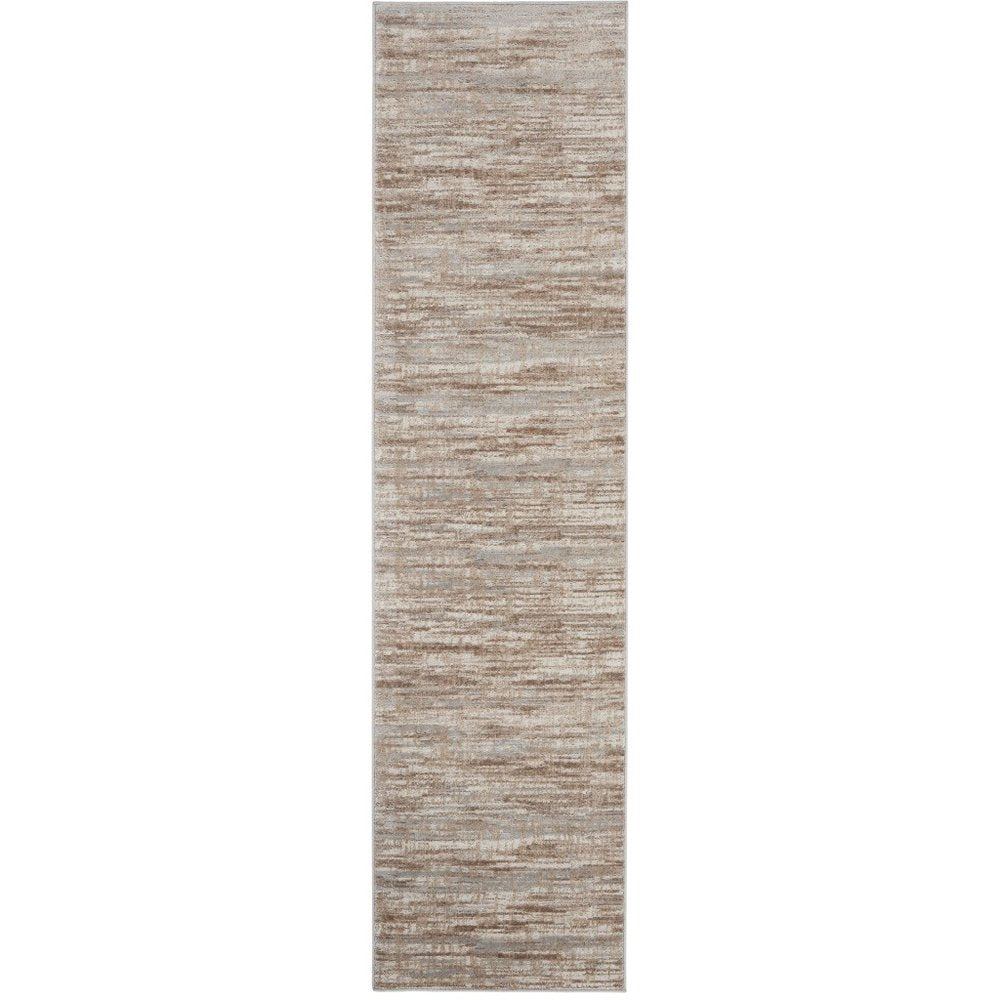 12' Brown Abstract Power Loom Runner Rug