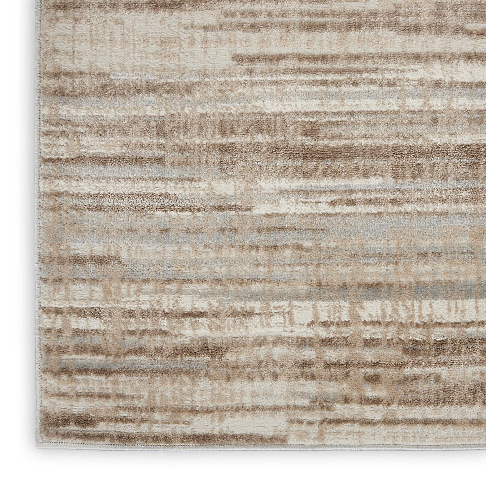 12' Brown Abstract Power Loom Runner Rug