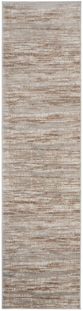 12' Brown Abstract Power Loom Runner Rug